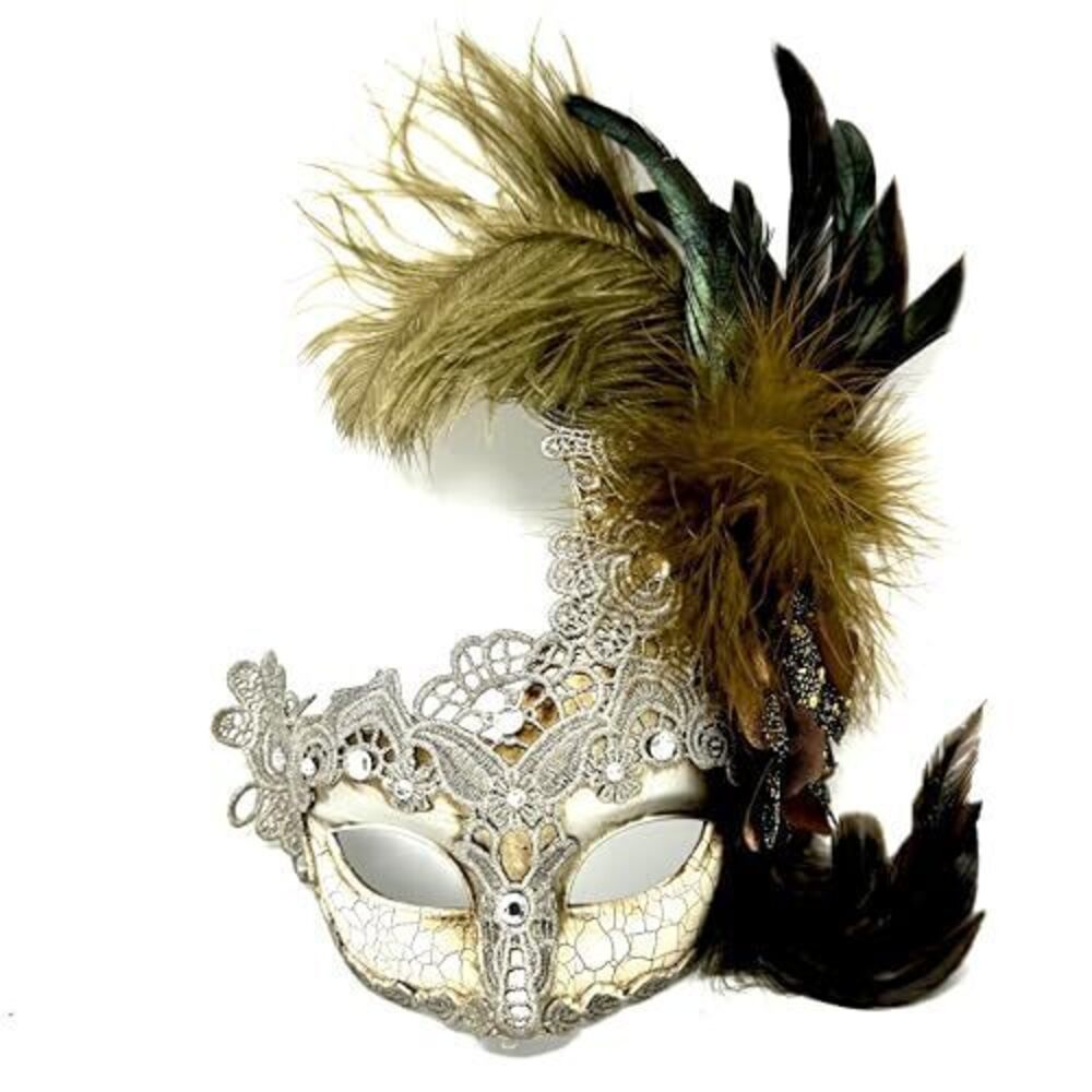 6579 ] Lady Girls Costume Venetian mask Feather Masquerade Mask Halloween